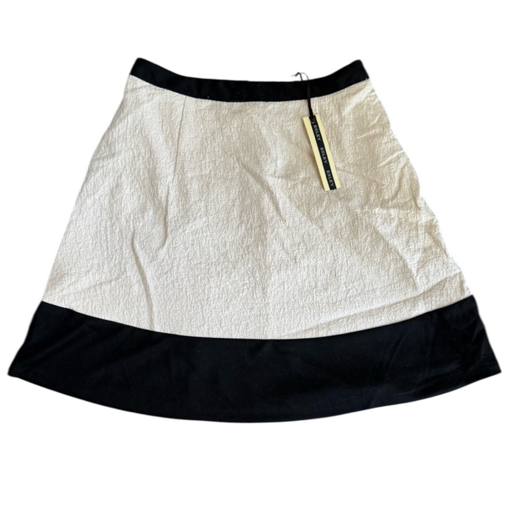 NWT NEW Esley A-Line Textured Cotton Skirt, Size Medium, Black and White/Cream